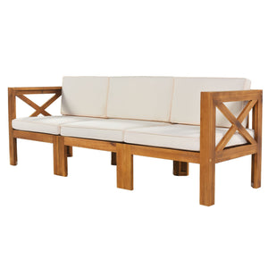 Topmax Outdoor Patio Wood 5-Piece Sectional Sofa Seating Group Set