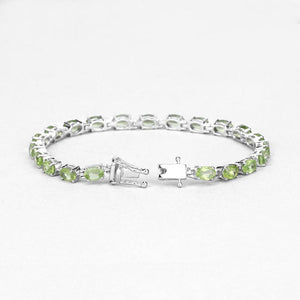 8.61 Carat Genuine Peridot .925 Sterling Silver Bracelet