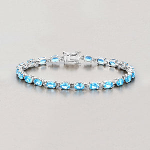 10.71 Carat Genuine Swiss Blue Topaz .925 Sterling Silver Bracelet