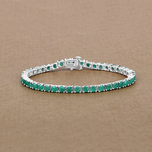 7.48 Carat Genuine Emerald .925 Sterling Silver Bracelet