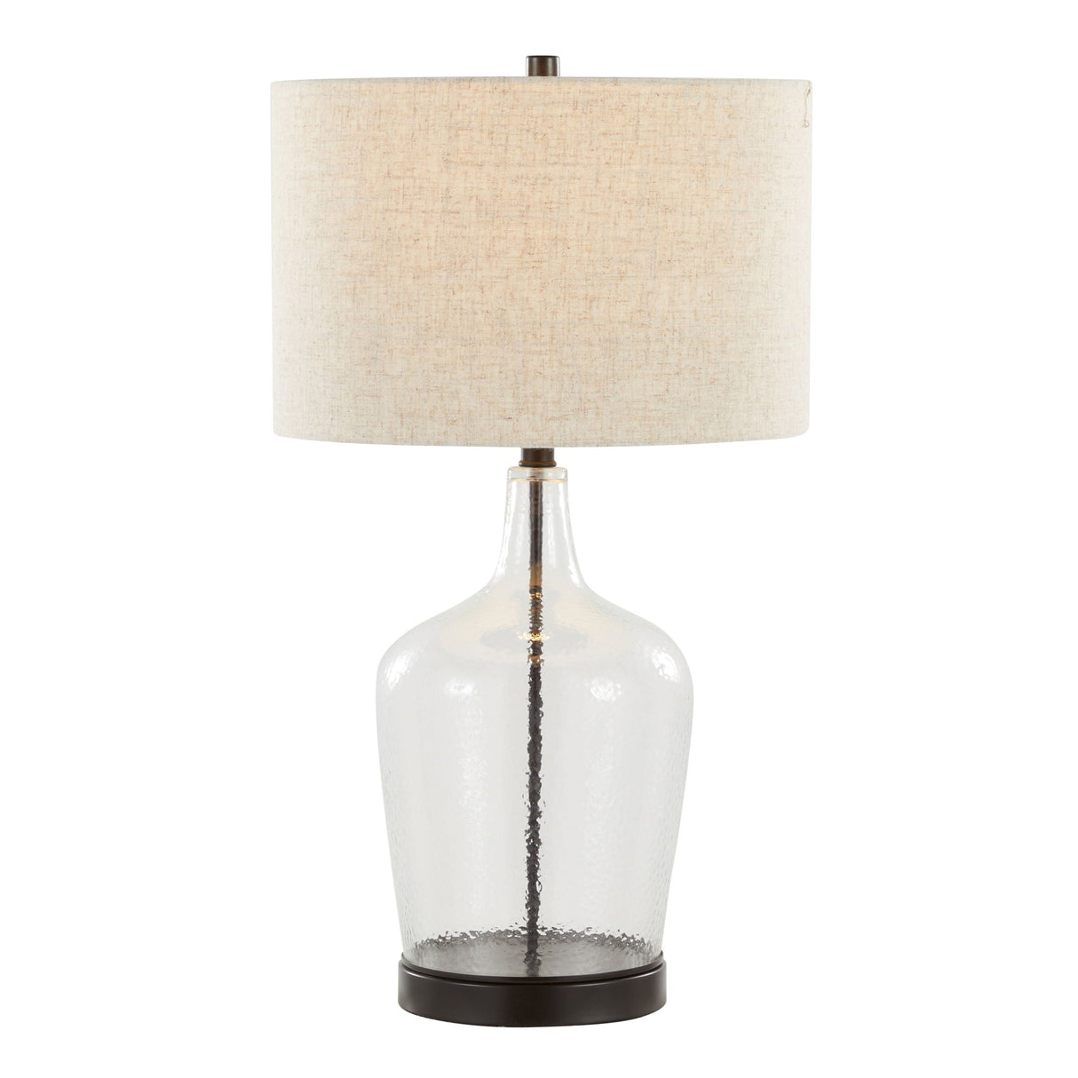 Botella - Contemporary Table Lamp Built In USB Port (Set of 2) - Clear / Oil Bronze / Natural