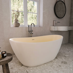 61 Inch Freestanding Solid Surface Soaking Bathtub