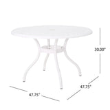 Tranquilius - Outdoor Round Dining Table With Lattice Tabletop, Umbrella Hole And Curved Legs