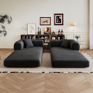 78.8' Compression Sofa,Convertible Floor Sofa Bed-with Pillow Back Support Armrest,Comfy Futon Couch Sleeper Bed,Loveseats Boneless Modular Sectional Sofa,Corduroy fabric,for Living Room,Bedroom,Black
