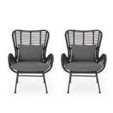 Modern Aesthetic Outdoor Rattan Accent Chair With Metal Legs
