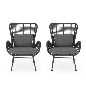 Modern Aesthetic Outdoor Rattan Accent Chair With Metal Legs