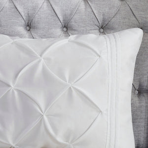 7 Piece Tufted Comforter Set with Hypoallergenic Filling - White