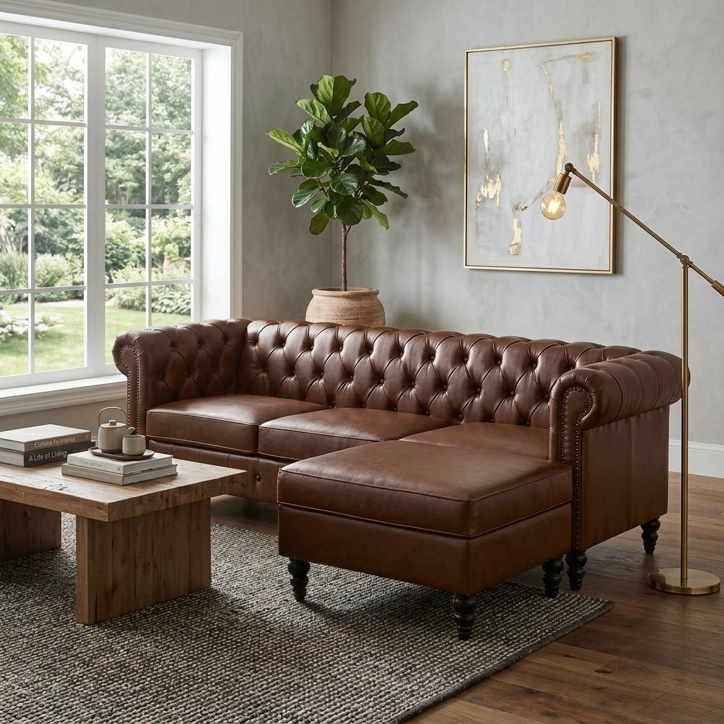 U-style 85" Modern 4-Seater L-Shaped Sectional Sofa with Storage Ottoman