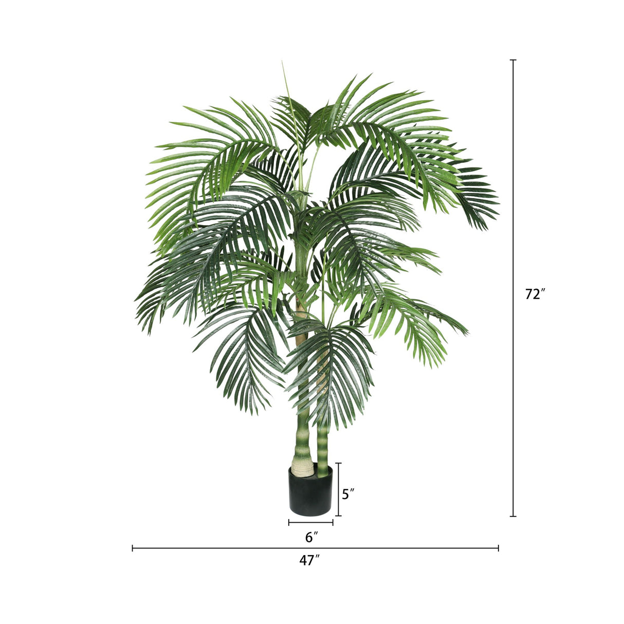 6Ft Golden Cane Artificial Palm Tree With Plastic Pot