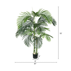 6Ft Golden Cane Artificial Palm Tree With Plastic Pot