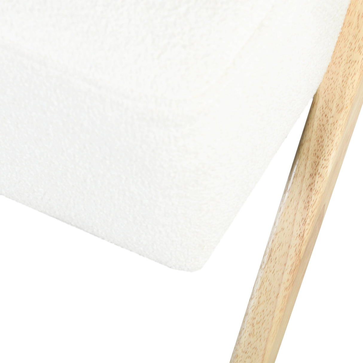 Modern Accent Chair with White Polyester Upholstery and Solid Wood Frame