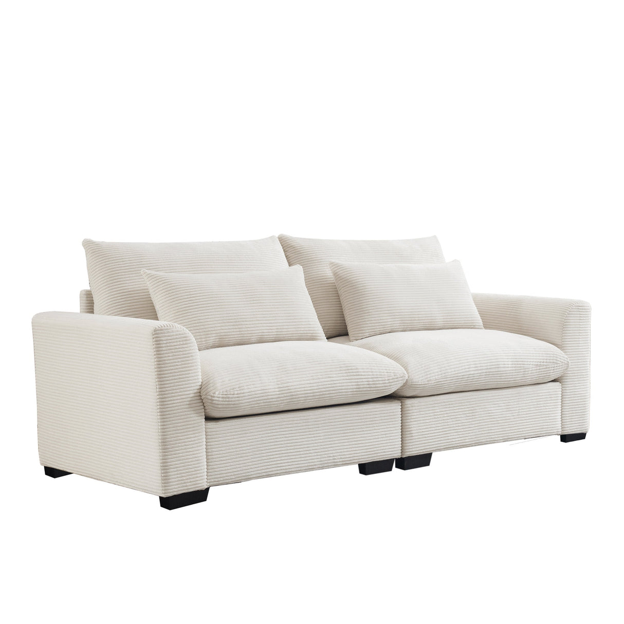 Beige Corduroy Sofa Couch