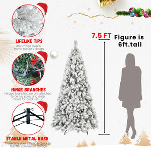 6FT Flocked Christmas Tree with 752 Tips - Snow-Flocked Finish