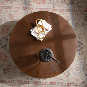 30.31" Round Coffee Table - Handcrafted Wooden Tea Table
