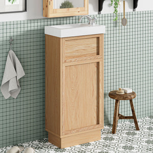 15.75" Wood Bathroom Vanity with Reversible Resin Sink and Cabinet