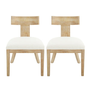 Contemporary Fabric Upholstered Side Dining Chairs Set With Curved Back