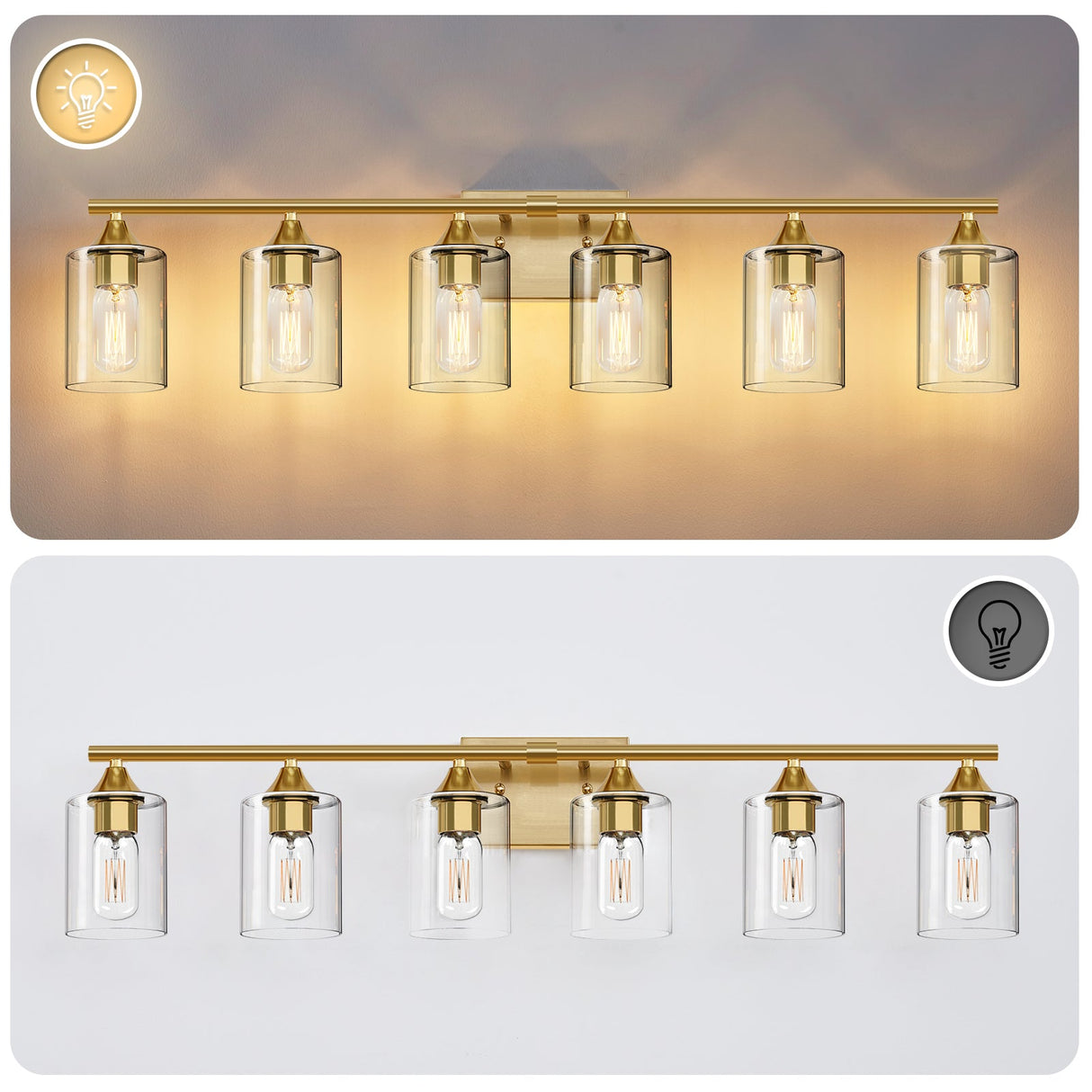 6-Light Brushed Bathroom Lighting