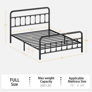 Metal Bed Frame, Full Size with Headboard and Under Bed Storage