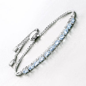 2.20 Carat Genuine Aquamarine .925 Sterling Silver Bracelet