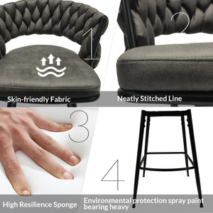 Bar Stool 360 Swivel With Back Footrest