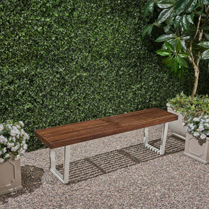 Intrinsic Outdoor Dining Bench with Slat Top - Acacia Wood & Iron