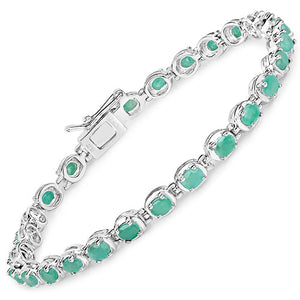 3.78 Carat Genuine Emerald .925 Sterling Silver Bracelet