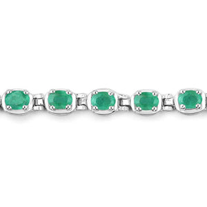 3.78 Carat Genuine Emerald .925 Sterling Silver Bracelet