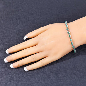 3.78 Carat Genuine Emerald .925 Sterling Silver Bracelet