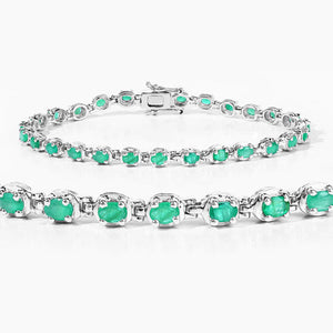 3.78 Carat Genuine Emerald .925 Sterling Silver Bracelet