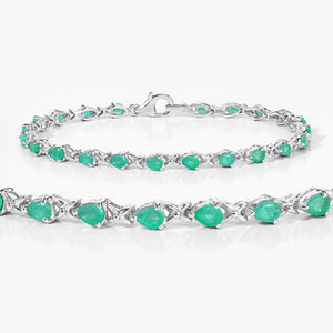 3.08 Carat Genuine Emerald .925 Sterling Silver Bracelet