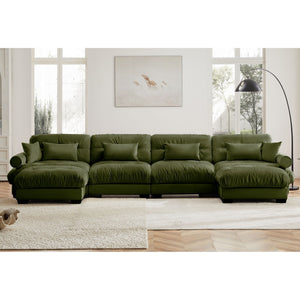 Oversized Modular Sectional Sofa with Movable Ottoman - Fabric, Multiple Colors