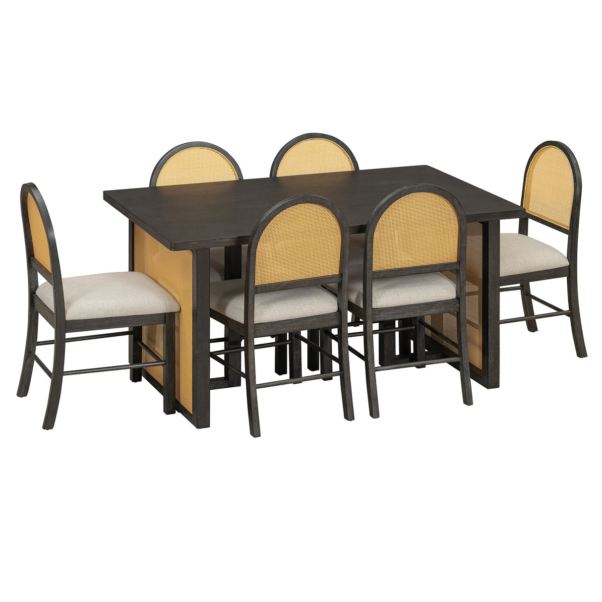 TREXM 7-Piece Farmhouse Dining Table Set for 6