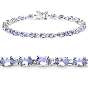9.68 Carat Genuine Tanzanite .925 Sterling Silver Bracelet