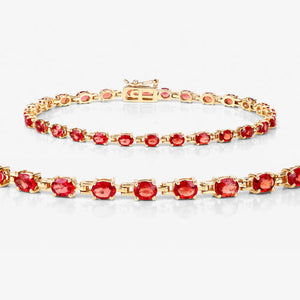 7.00 Carat Genuine Orange Sapphire 14K Yellow Gold Bracelet