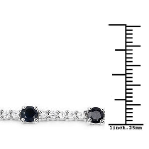 6.21 Carat Genuine Blue Sapphire and White Zircon .925 Sterling Silver Bracelet