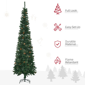 HOMCOM 7.5 Foot Pencil Artificial Christmas Tree