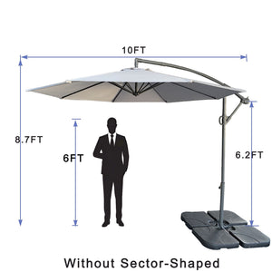 10 Ft Offset Cantilever Patio Umbrella With Crank And Tilt Adjustment - Gray - Base Not Included