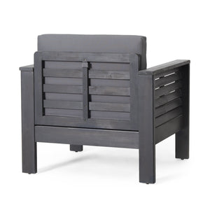 Acacia Wood Loveseat And Coffee Table Set With Cushions