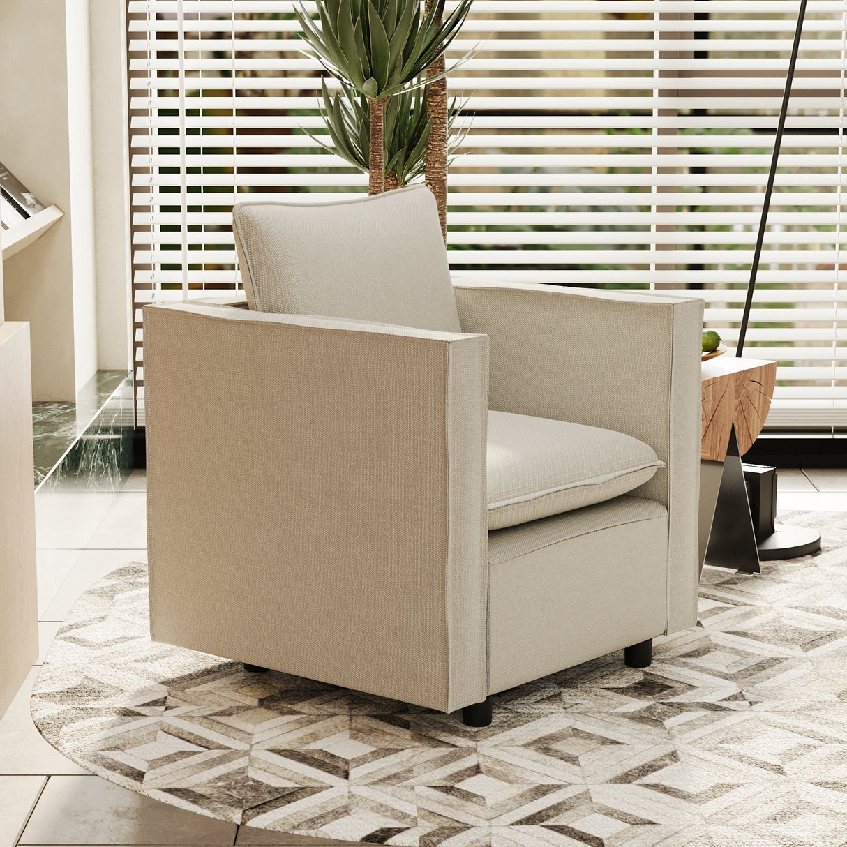 Modern Gray Single Sofa Chair