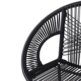 Ferrara Outdoor Patio Barstool Set of 2 - Black Faux Wicker PE Rattan with Iron Frame