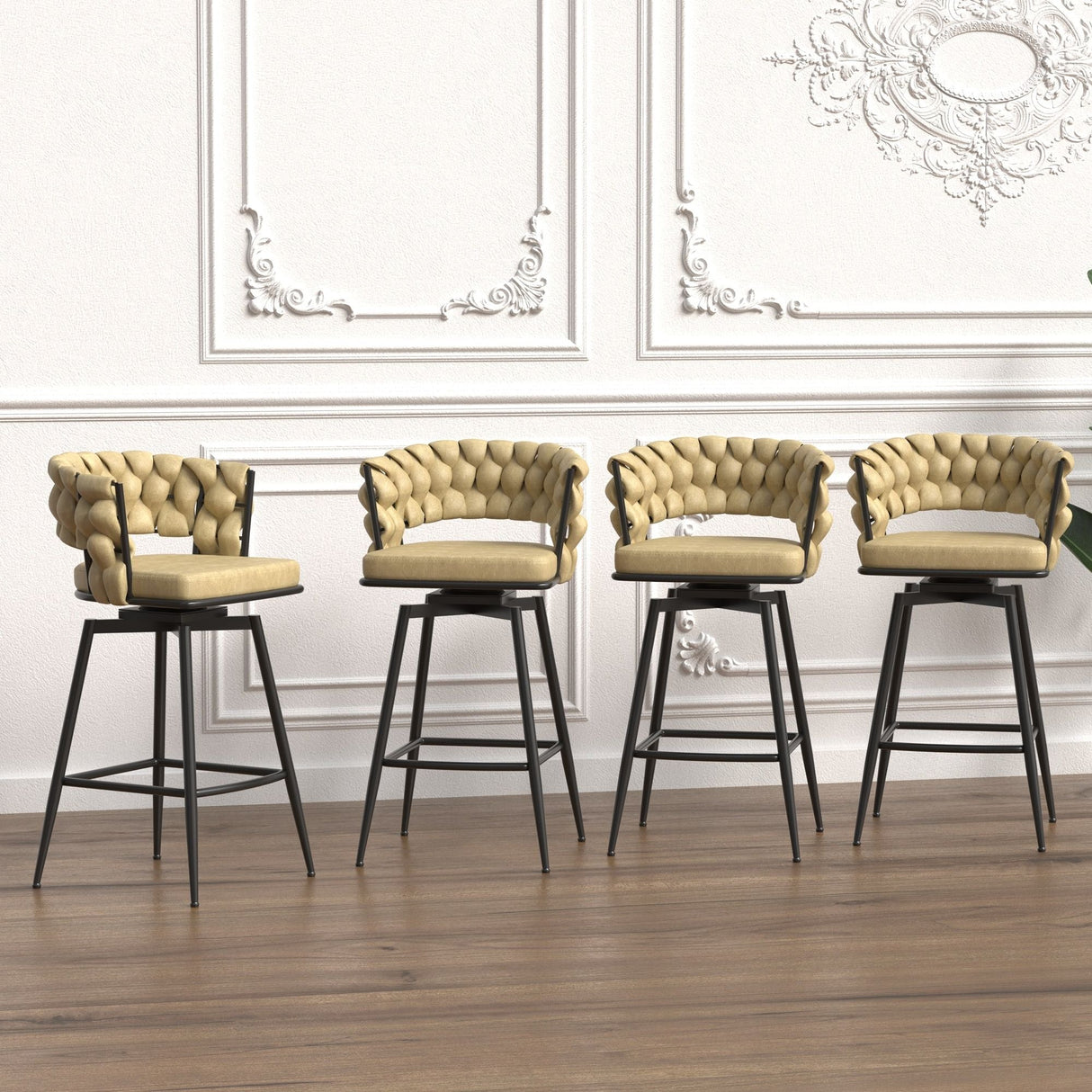 Bar Stool 360 Swivel With Back Footrest