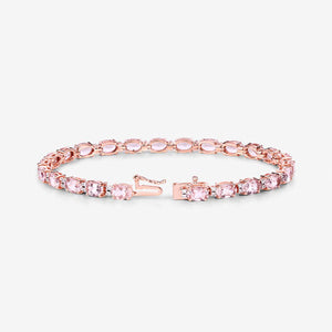 8.95 Carat Genuine Morganite and White Diamond 14K Rose Gold Bracelet
