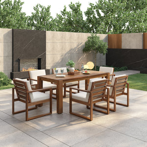 TREXM Patio Table and Chairs Set, 7-Piece Outdoor Dining Set for 6