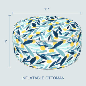 2 Pack Outdoor Inflatable Ottoman 21"x21"x9" - Coastal Leaves