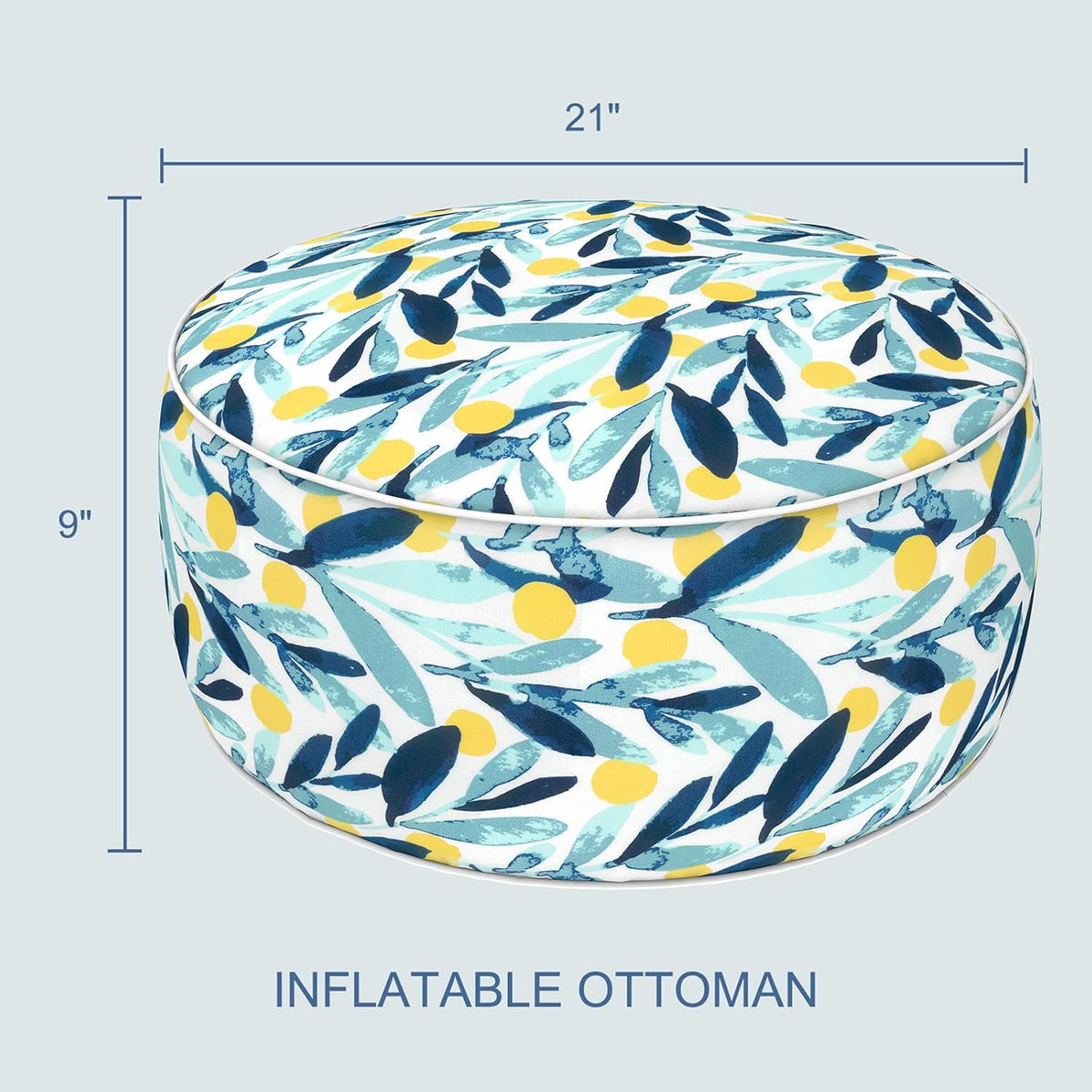 Outdoor Inflatable Ottoman - Coastal Leaves