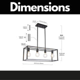 Pendant lighting 4 light industrial vintage open frame rectangle chandeliers modern black linear cage ceiling light fixture