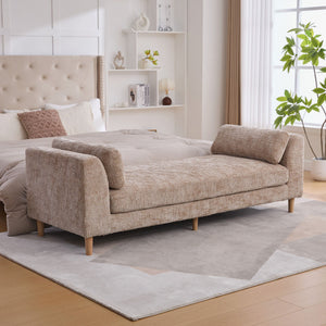 Modern Upholstered End Of Bed Bench With Armrests