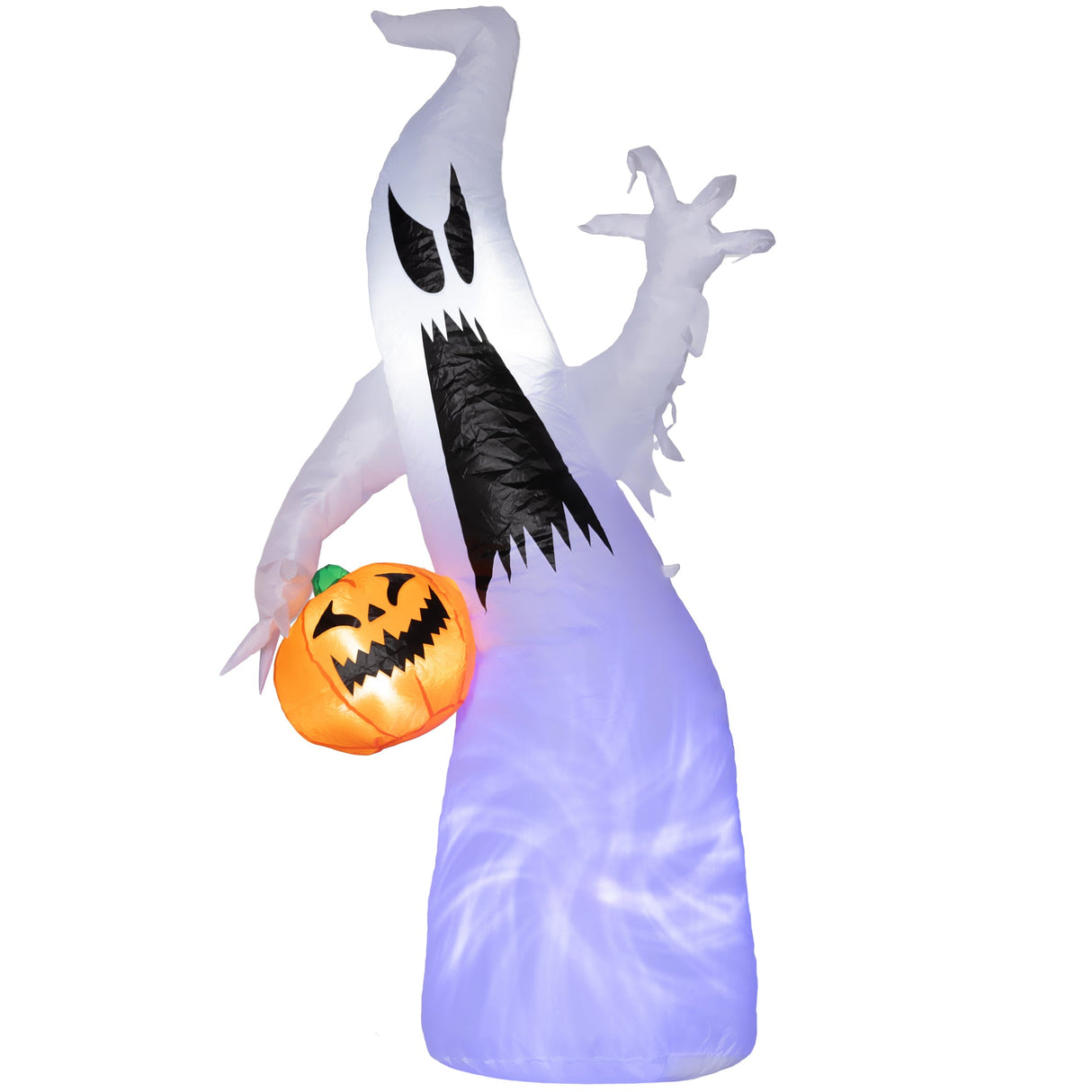HOMCOM 5.9' Halloween Inflatable Outdoor Decoration Ghost with Pumpkin