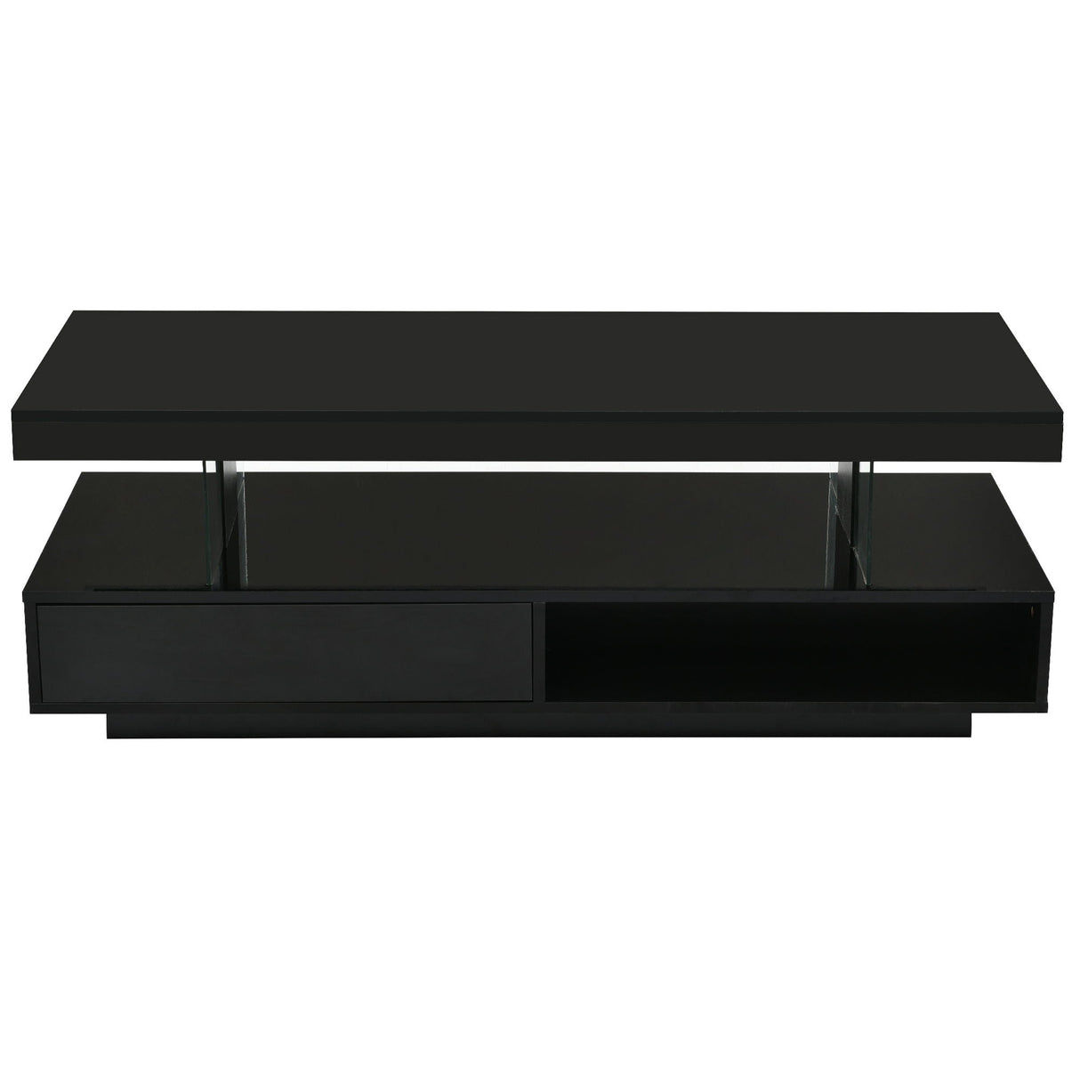 LED Coffee Table With 2 Drawers And Display Shelves