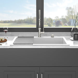 Quartz Kitchen Sink, Granite Composite, Drop In Sink With Durable Design